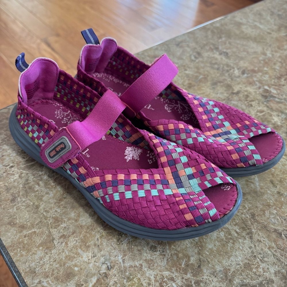 Cobb Hill New Balance Woven Wink Peep Toe Mary Jane Shoes Women’s 9M Dark Pink
